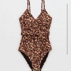 New Aerie Leopard Print Wrap Swimsuit